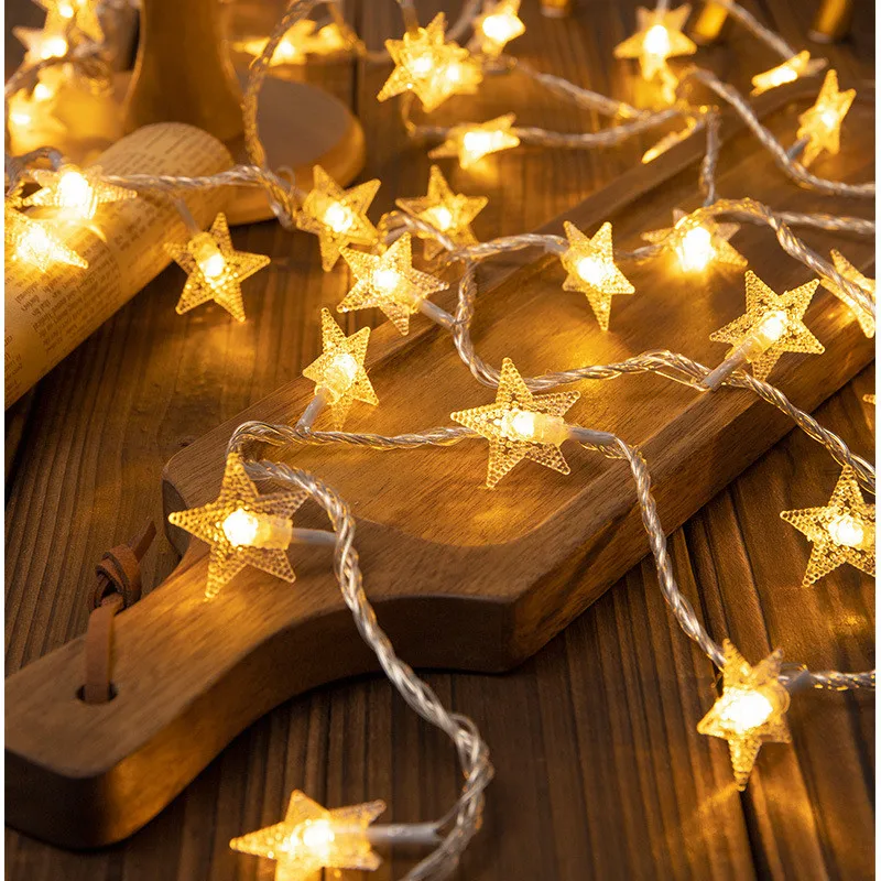 Battery Operated Star String Lights LED Fairy Light Christmas Party Wedding Home Outdoor Patio Decoration Twinkle Lamps