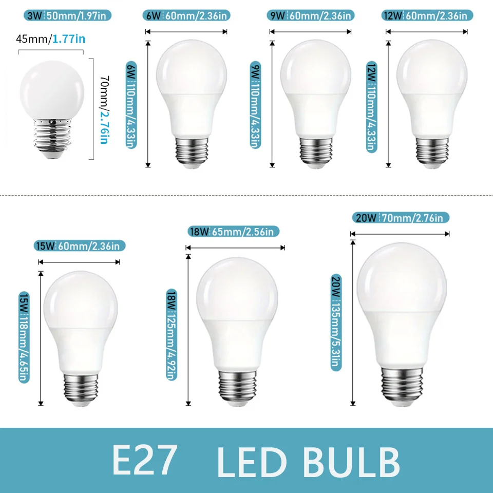 10pcs 110V LED Bulb Lamps E26 E27 E14 120V 3W 6W 9W 12W 15W 18W 20W Lampada Bombilla Table Light Lighting Living Room