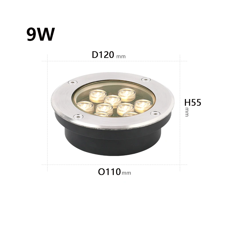 Thin IP67 Waterproof LED Light Garden Underground 3W 5W 9W Outdoor Buried Garden Path Spot Recessed Lighting 220V DC12V24V
