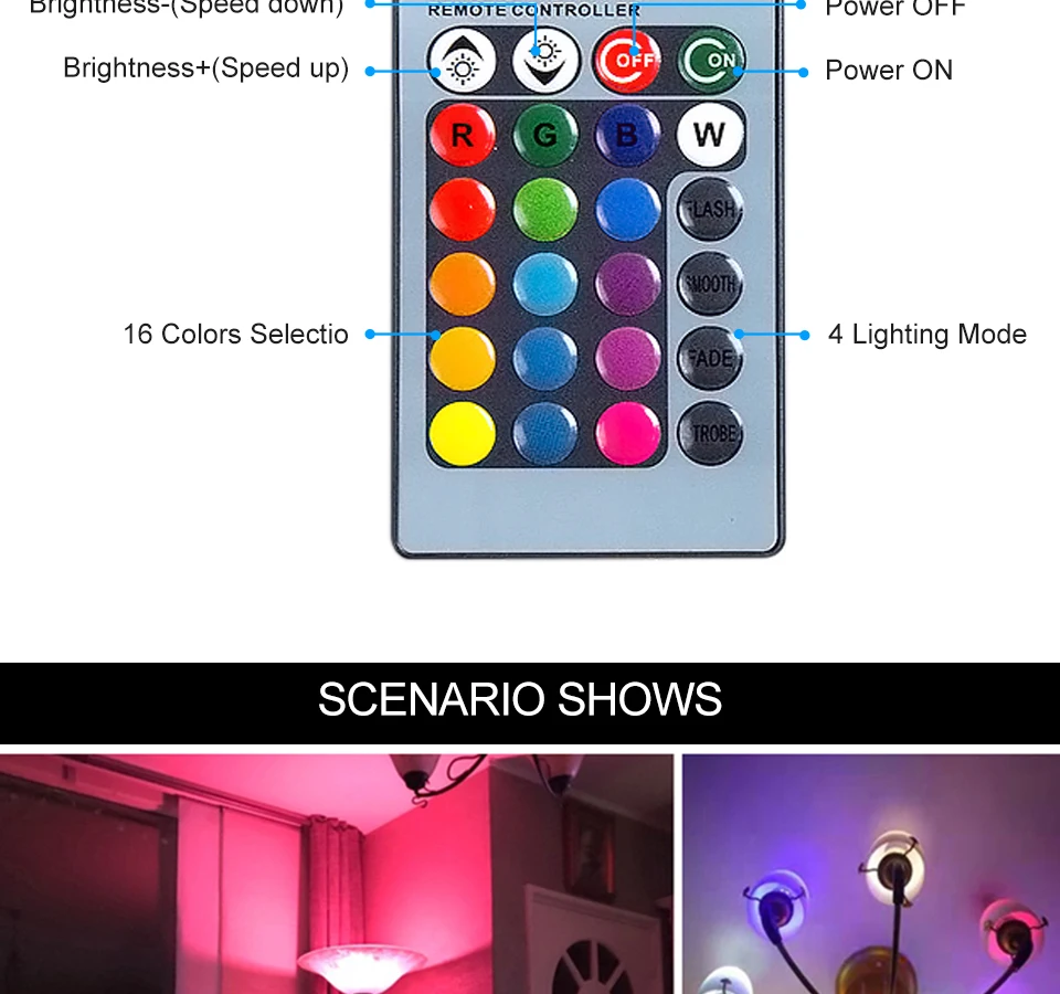 LED E27 RGB Lamp Spotlight Bulb AC 85-265V LED 15W 10W 4W IR Remote Control Led Bulb Smart Led RGBW Lamp Home Decor