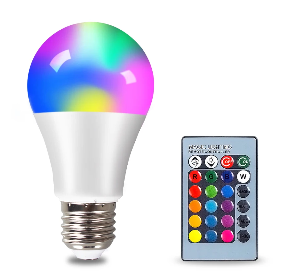 LED E27 RGB Lamp Spotlight Bulb AC 85-265V LED 15W 10W 4W IR Remote Control Led Bulb Smart Led RGBW Lamp Home Decor