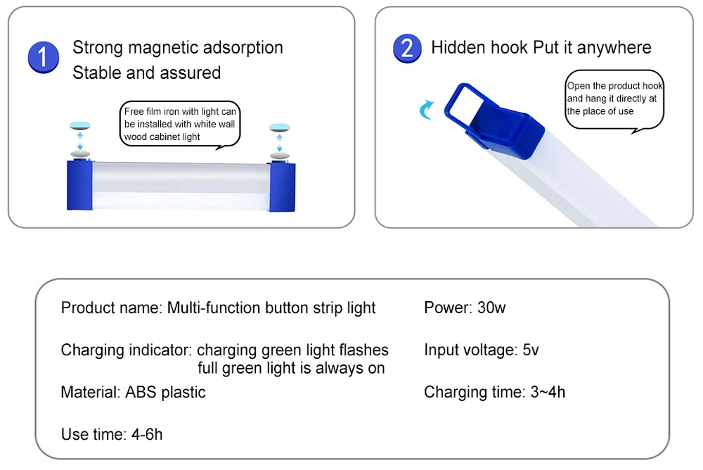 LED Video Light Wand Handheld Hanging Fill Light Photography Lamp Rechargeable Bedside Lamp Light Stick for Vlog Live Streaming