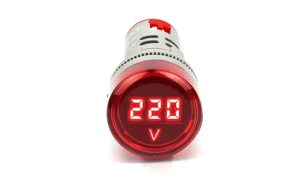 Mini LED Digital Display Voltmeter Alternating Current 60V-500V Digital Display Indicator Aperture 22mm Signal Lamp