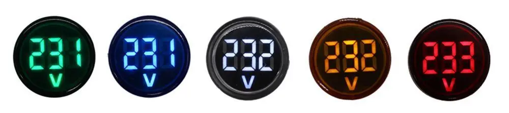 Mini LED Digital Display Voltmeter Alternating Current 60V-500V Digital Display Indicator Aperture 22mm Signal Lamp
