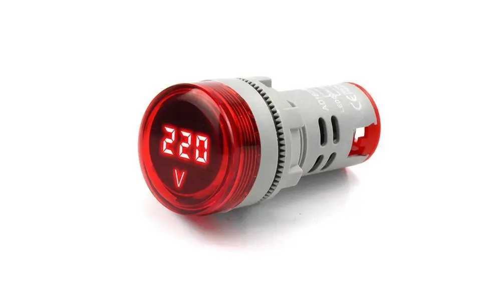 Mini LED Digital Display Voltmeter Alternating Current 60V-500V Digital Display Indicator Aperture 22mm Signal Lamp