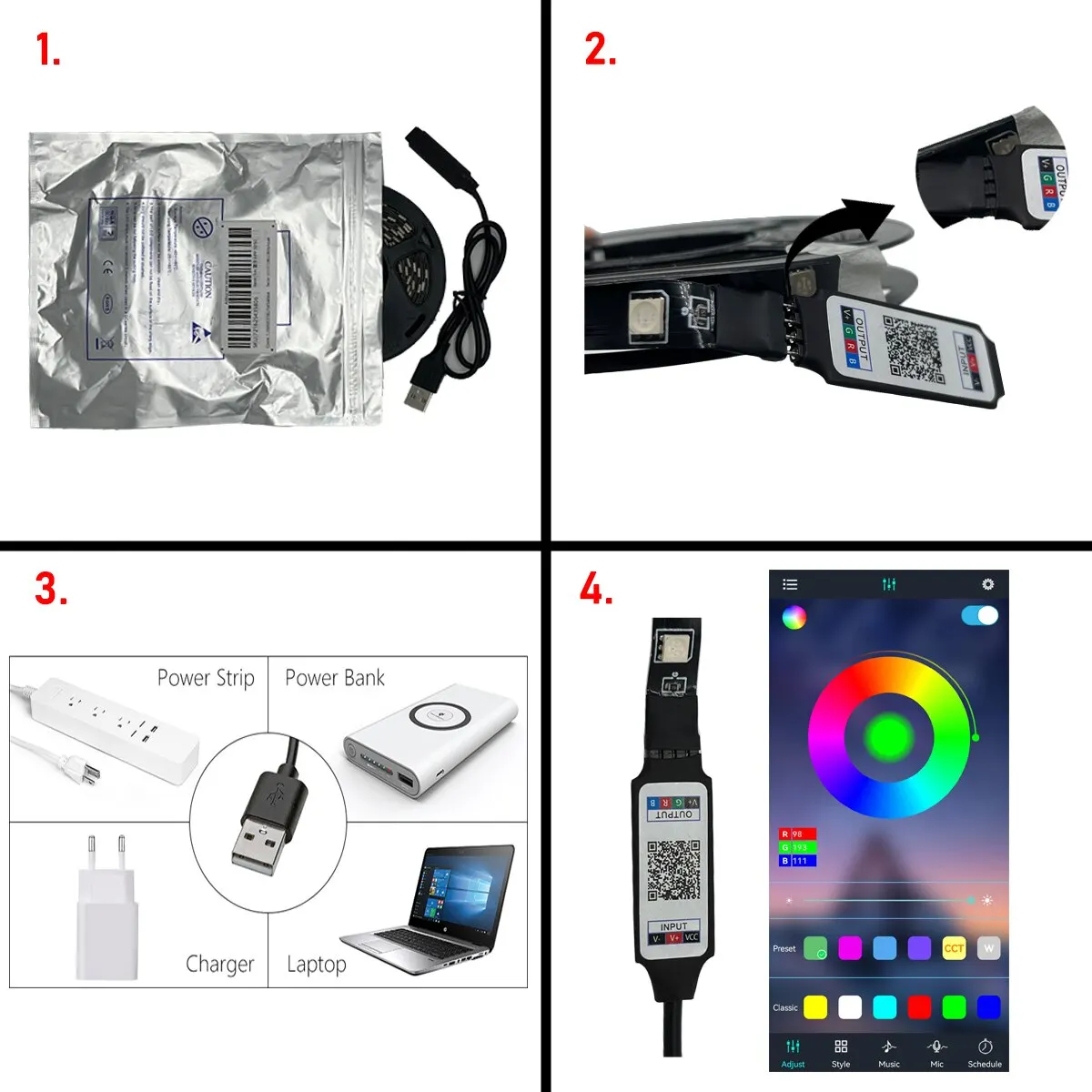 1M/3M/5M 5050 RGB Led Strip Lights Smart Application Remote Color Changing For TV LED Backlight Room Decorative Party Festival