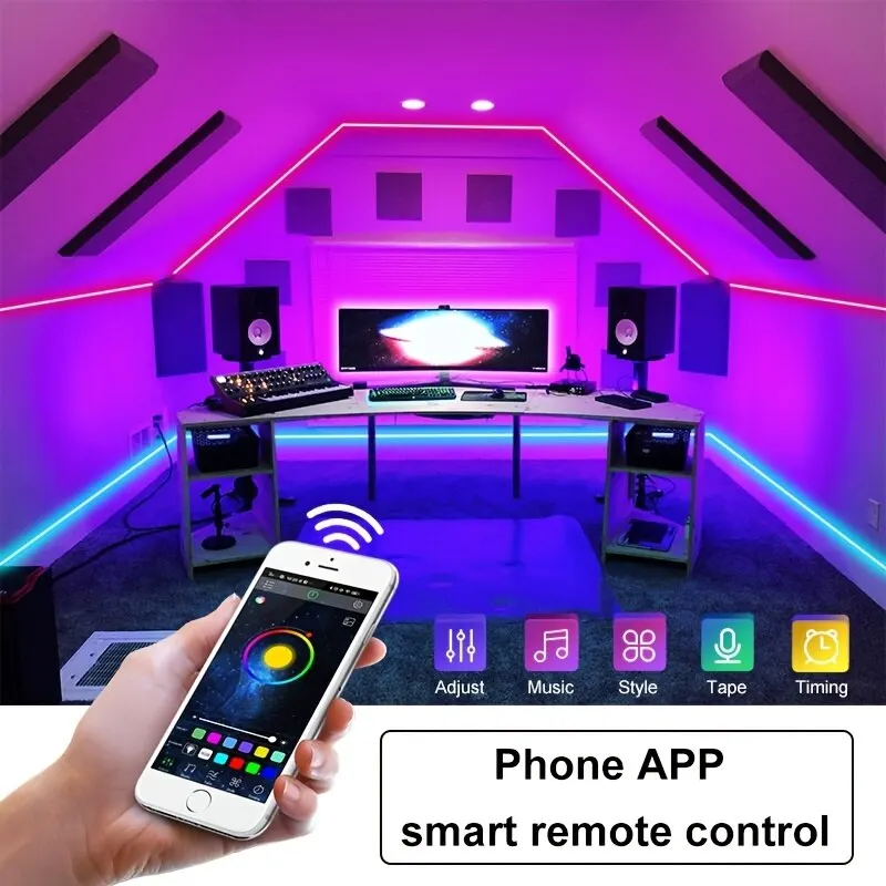 1M/3M/5M 5050 RGB Led Strip Lights Smart Application Remote Color Changing For TV LED Backlight Room Decorative Party Festival