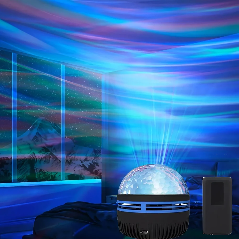 1pc Aurora Borealis Starry Sky Projector,Bedroom Night Light,USB-Powered,Multi-Color,Remote Control,For Gift,Home Decoration
