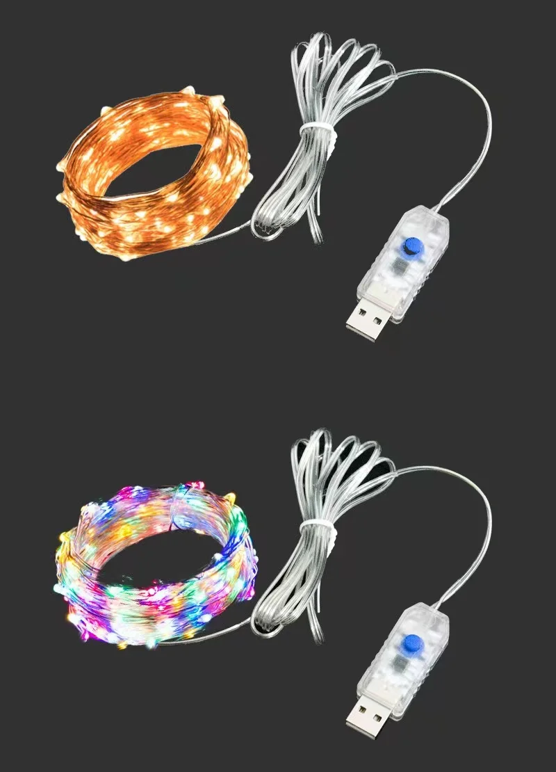 Led Copper Wire Fairy Lights USB Powered LED String Lights 8 ModeOutdoor Lamp Garland Luces for Christmas Party Wedding Decor