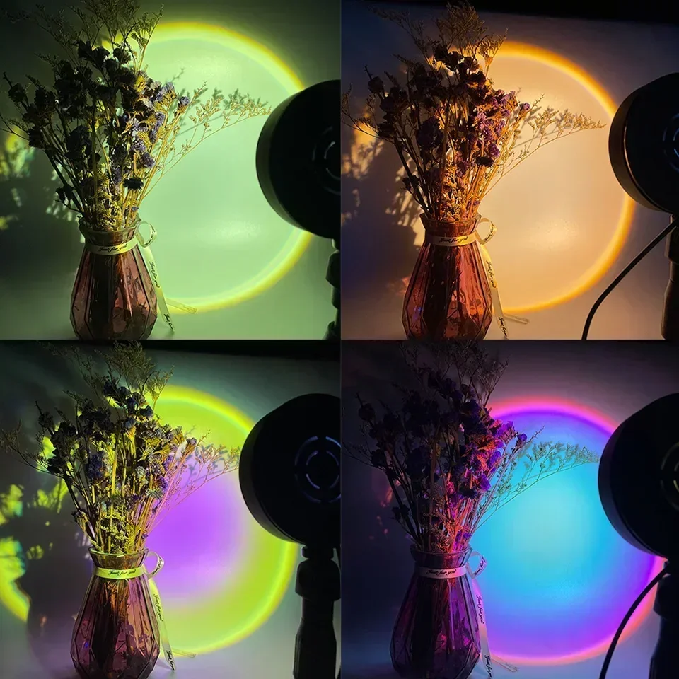 LED Sunset Lamp Nightlights USB Projector Birthday Party Decoration Mood Lights For Bedroom Living Room Wall Photography