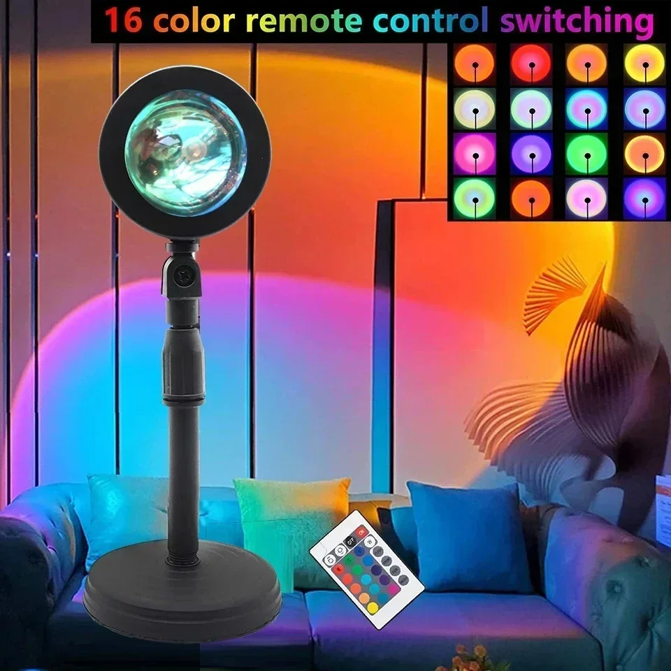 LED Sunset Lamp Nightlights USB Projector Birthday Party Decoration Mood Lights For Bedroom Living Room Wall Photography