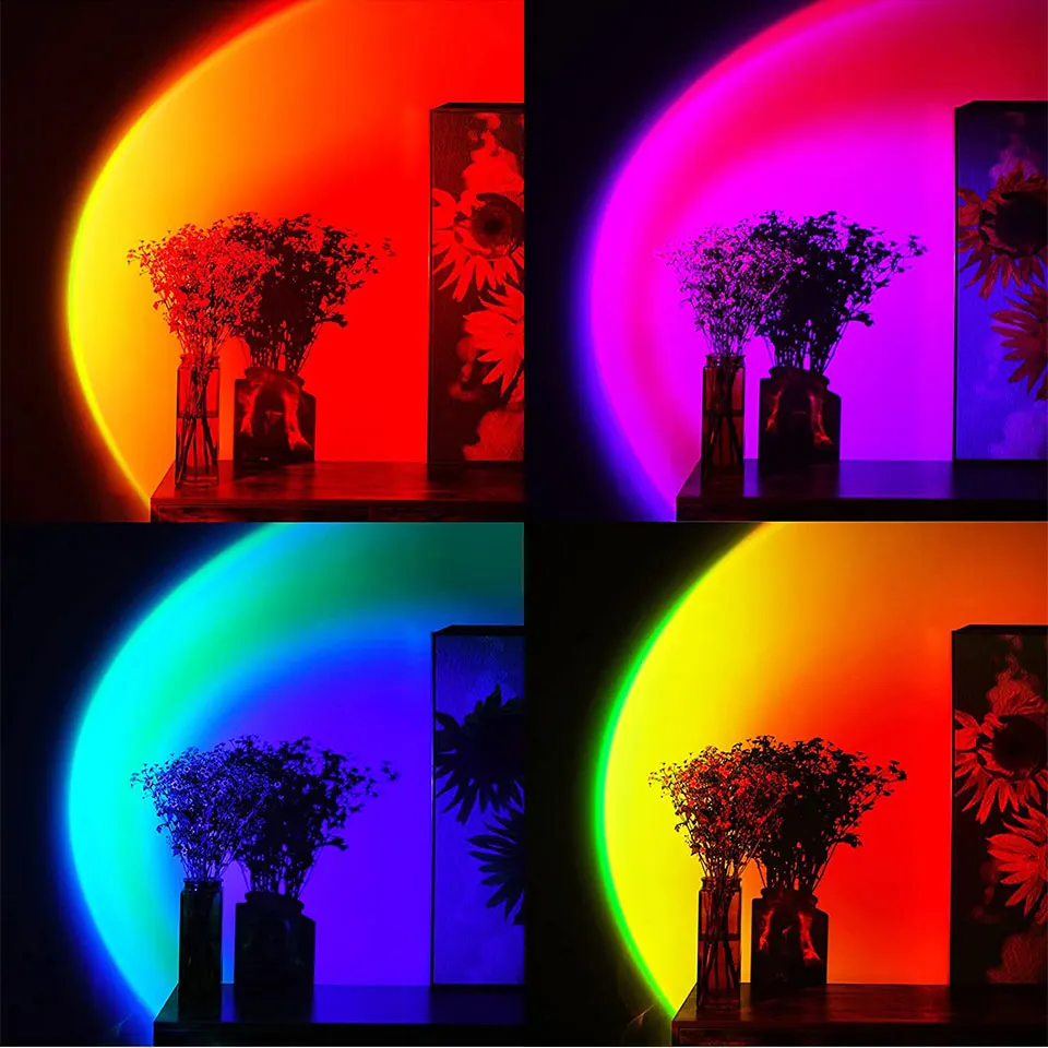 LED Sunset Lamp Nightlights USB Projector Birthday Party Decoration Mood Lights For Bedroom Living Room Wall Photography