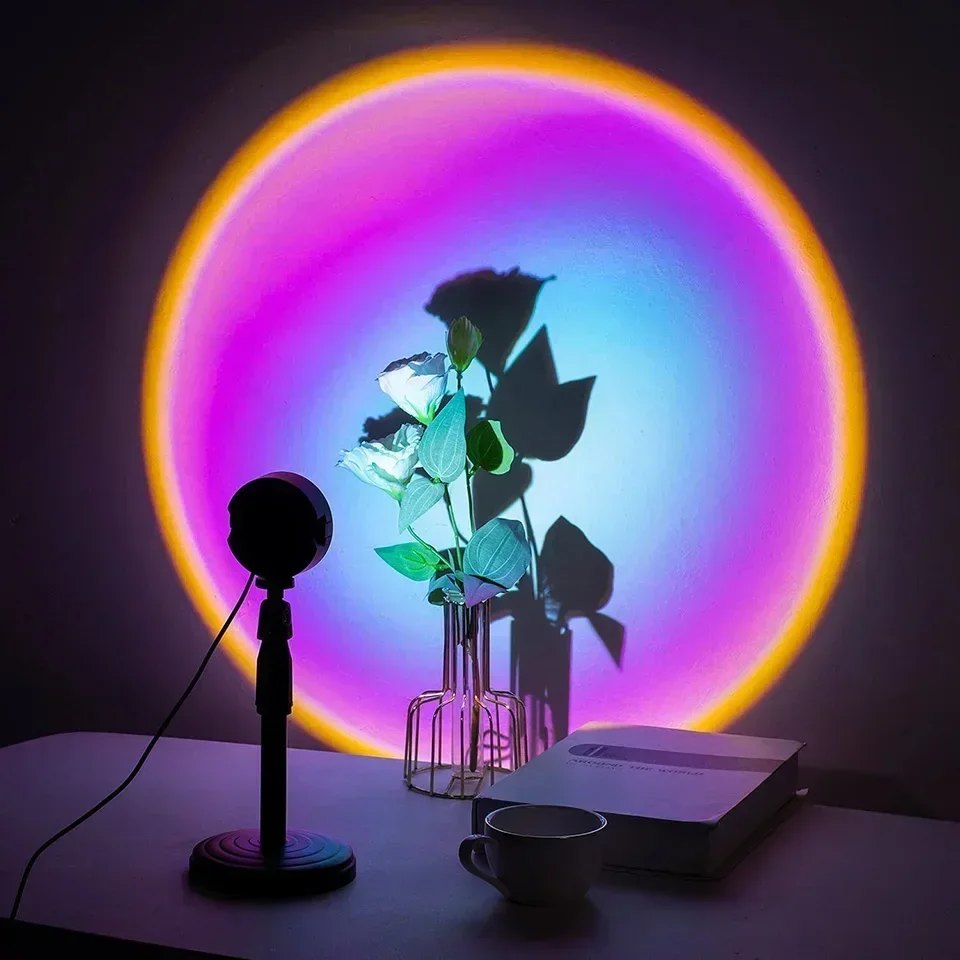 LED Sunset Lamp Nightlights USB Projector Birthday Party Decoration Mood Lights For Bedroom Living Room Wall Photography