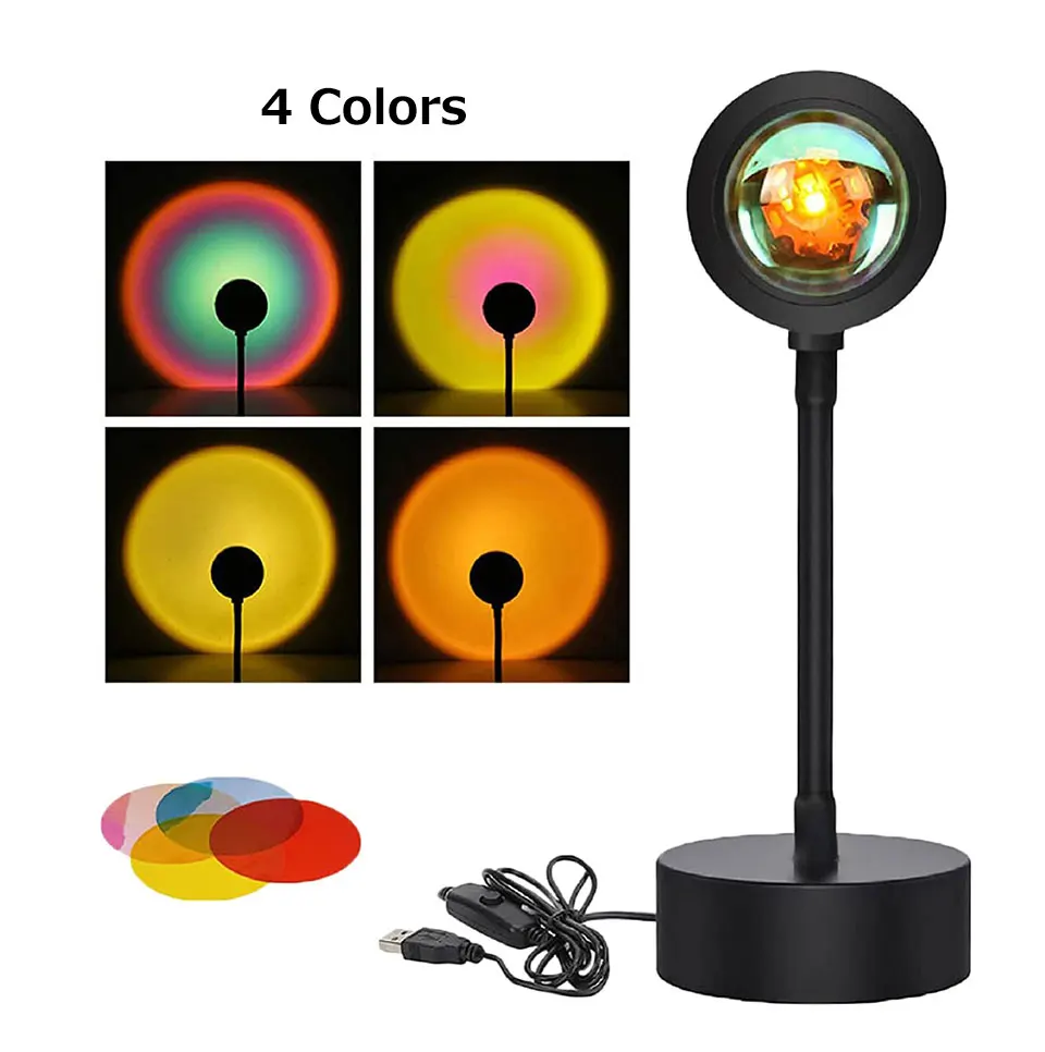 LED Sunset Lamp Nightlights USB Projector Birthday Party Decoration Mood Lights For Bedroom Living Room Wall Photography