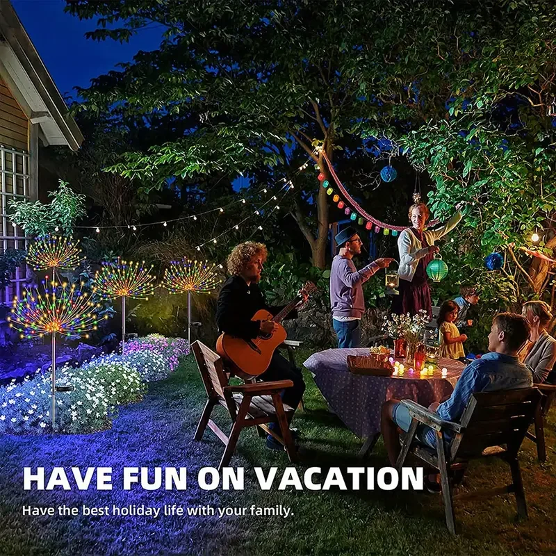 1 Pack Solar Firework Lawn Light Outdoor, IP65 Solar Garden Flower Fairy Lights For Patio Garden Christmas Lighting Decoration