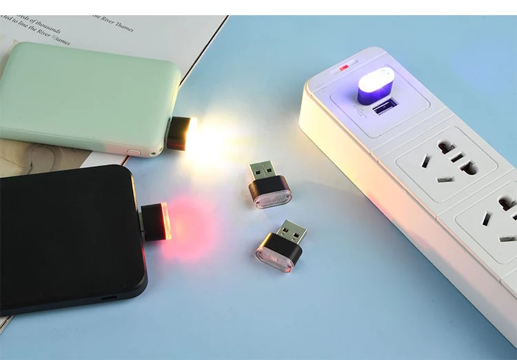 Mini USB Light LED USB Night Light Modeling Car Ambient Light Neon Interior Light Car Jewelry (5 Kinds of Light Colors)