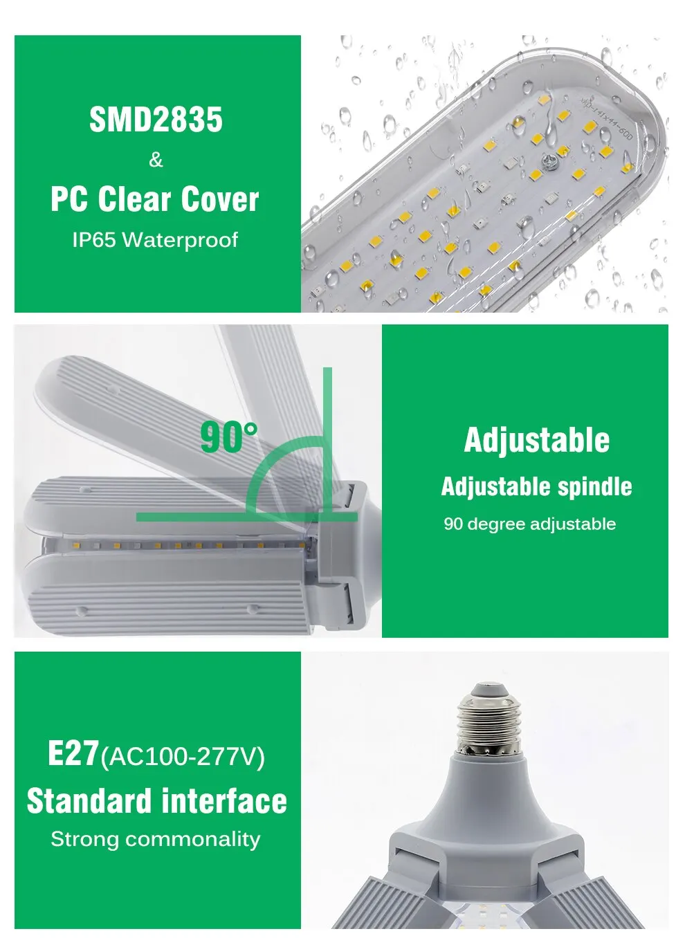 24W 36W 48W LED Grow Light E27 Foldable Phyto Lamp Full Spectrum SMD2835 Bulb for Indoor Plants Bloom Flowering Grow Lamp Garden