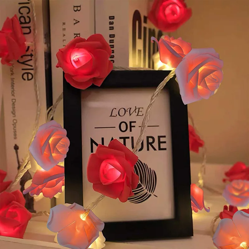 3m LED Rose String Lights for Valentine's Day Wedding Girl Heart Room Garden Decoration Night Light Christmas Fairy Lights Decor