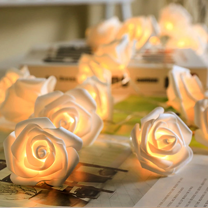 3m LED Rose String Lights for Valentine's Day Wedding Girl Heart Room Garden Decoration Night Light Christmas Fairy Lights Decor
