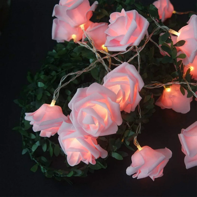 3m LED Rose String Lights for Valentine's Day Wedding Girl Heart Room Garden Decoration Night Light Christmas Fairy Lights Decor