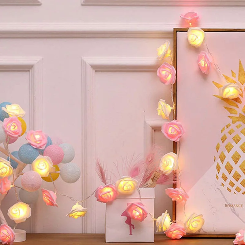 3m LED Rose String Lights for Valentine's Day Wedding Girl Heart Room Garden Decoration Night Light Christmas Fairy Lights Decor