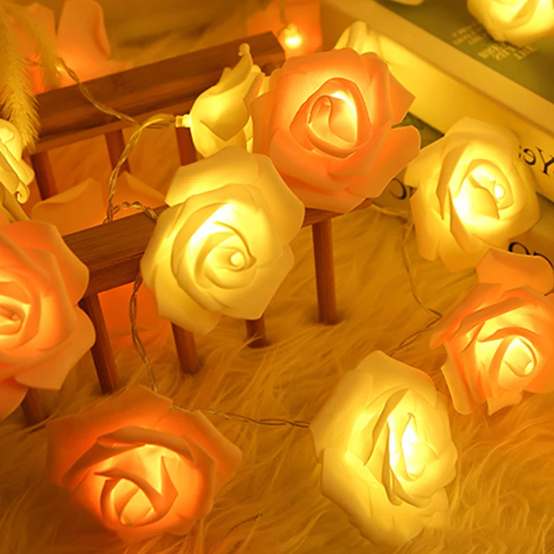3m LED Rose String Lights for Valentine's Day Wedding Girl Heart Room Garden Decoration Night Light Christmas Fairy Lights Decor