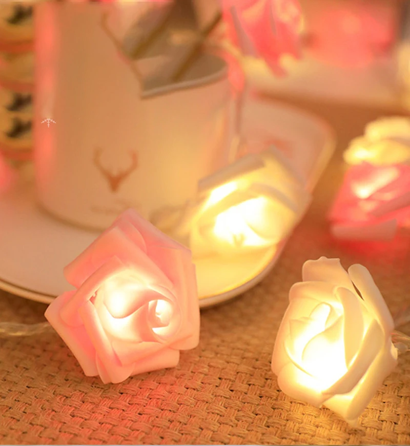 3m LED Rose String Lights for Valentine's Day Wedding Girl Heart Room Garden Decoration Night Light Christmas Fairy Lights Decor