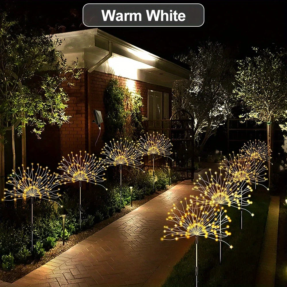 1 Pack Solar Firework Light Outdoor,IP65 Waterproof Solar Garden Flower Lights With 8 Lighting Modes For Outdoor Lighting