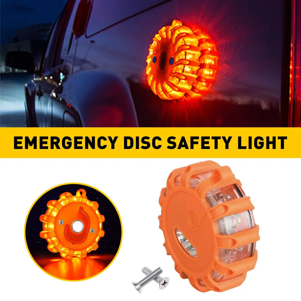 LED Road Flares Emergency Work Lights Disc Safety Flashing Roadside Magnetic Beacon Warning Light Traffic Help Flash Strobe Lamp