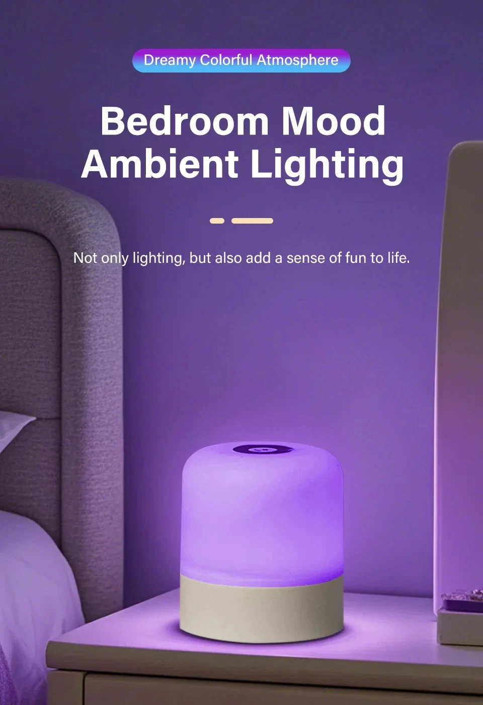 GGbingo 16 Colors LED Table Lamp - Touch & Remote Control Dimmable Rechargeable Bedside Night Lamp for Room Decor