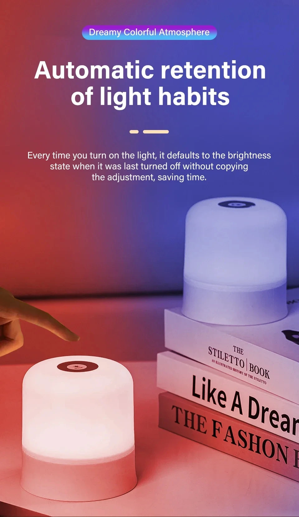 GGbingo 16 Colors LED Table Lamp - Touch & Remote Control Dimmable Rechargeable Bedside Night Lamp for Room Decor
