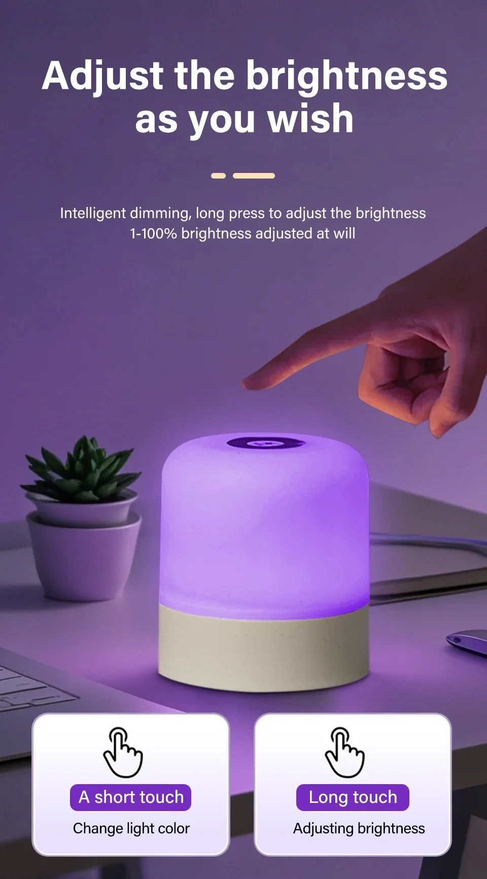 GGbingo 16 Colors LED Table Lamp - Touch & Remote Control Dimmable Rechargeable Bedside Night Lamp for Room Decor