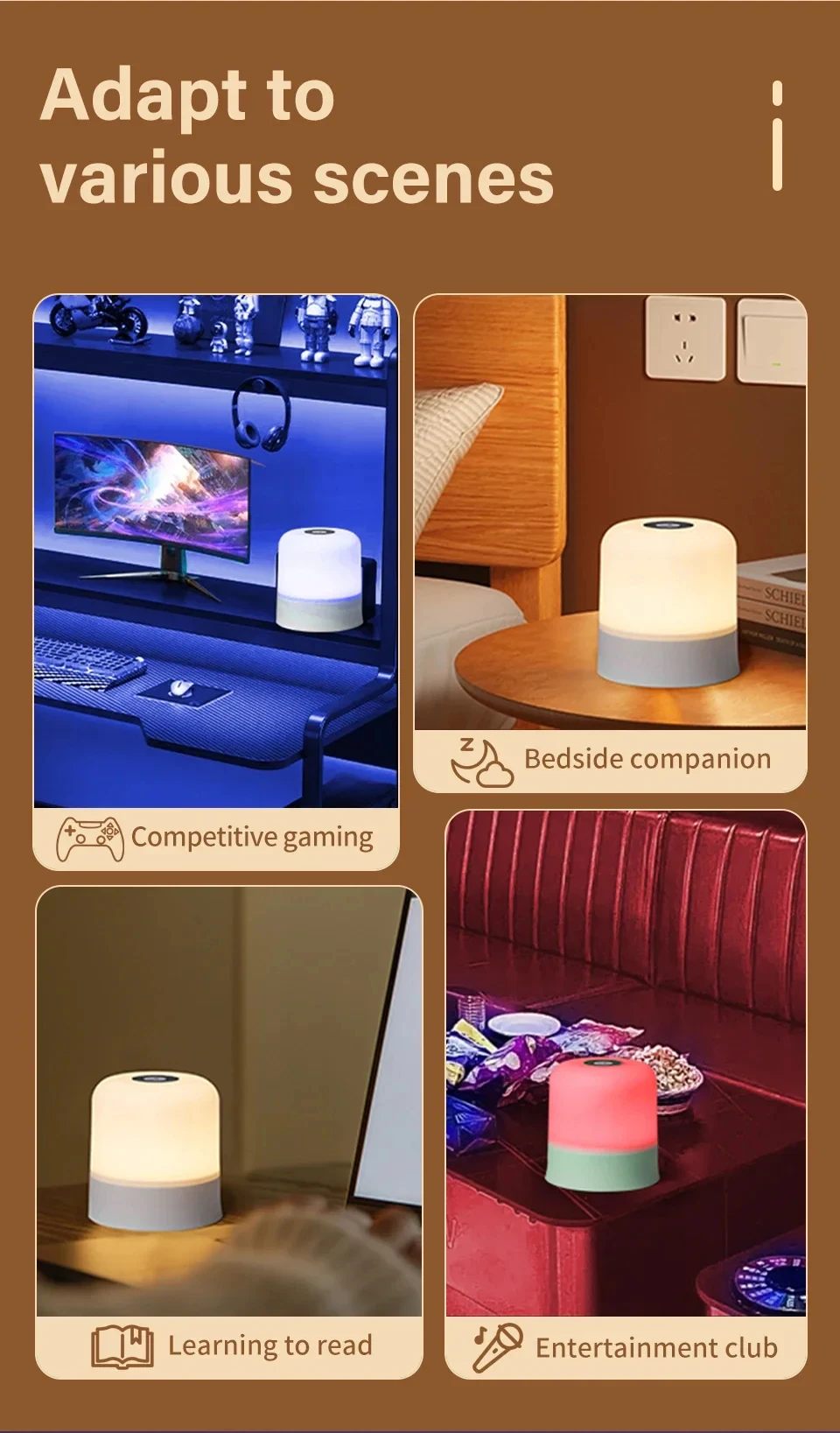 GGbingo 16 Colors LED Table Lamp - Touch & Remote Control Dimmable Rechargeable Bedside Night Lamp for Room Decor