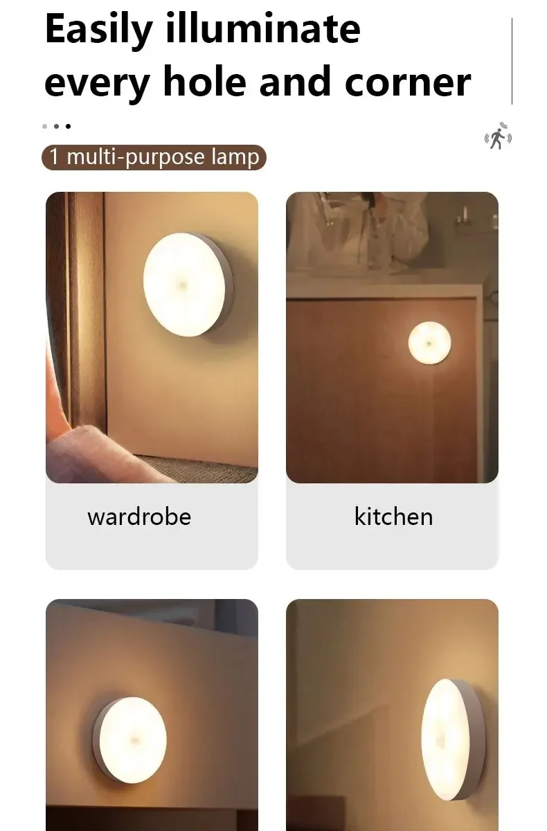 Human Intelligent Light Portable LED Night USB Charging Induction Emergency Bedside Cabinet WardrobeAutomatic Switch Lighting