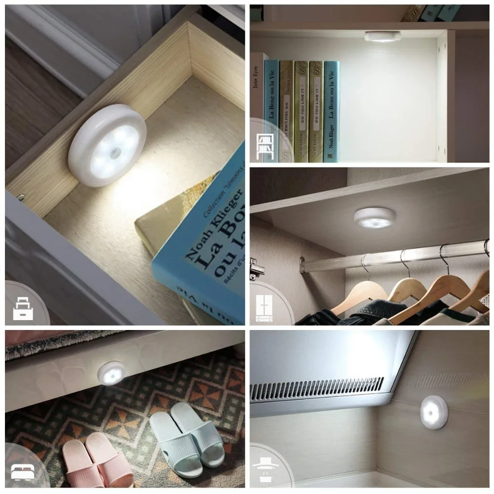 AAA Battery Power Infrade Motion Sensor Night Lights Light Control Automatic Sensor Switch ON OFF Night Light for Stair Cupboard