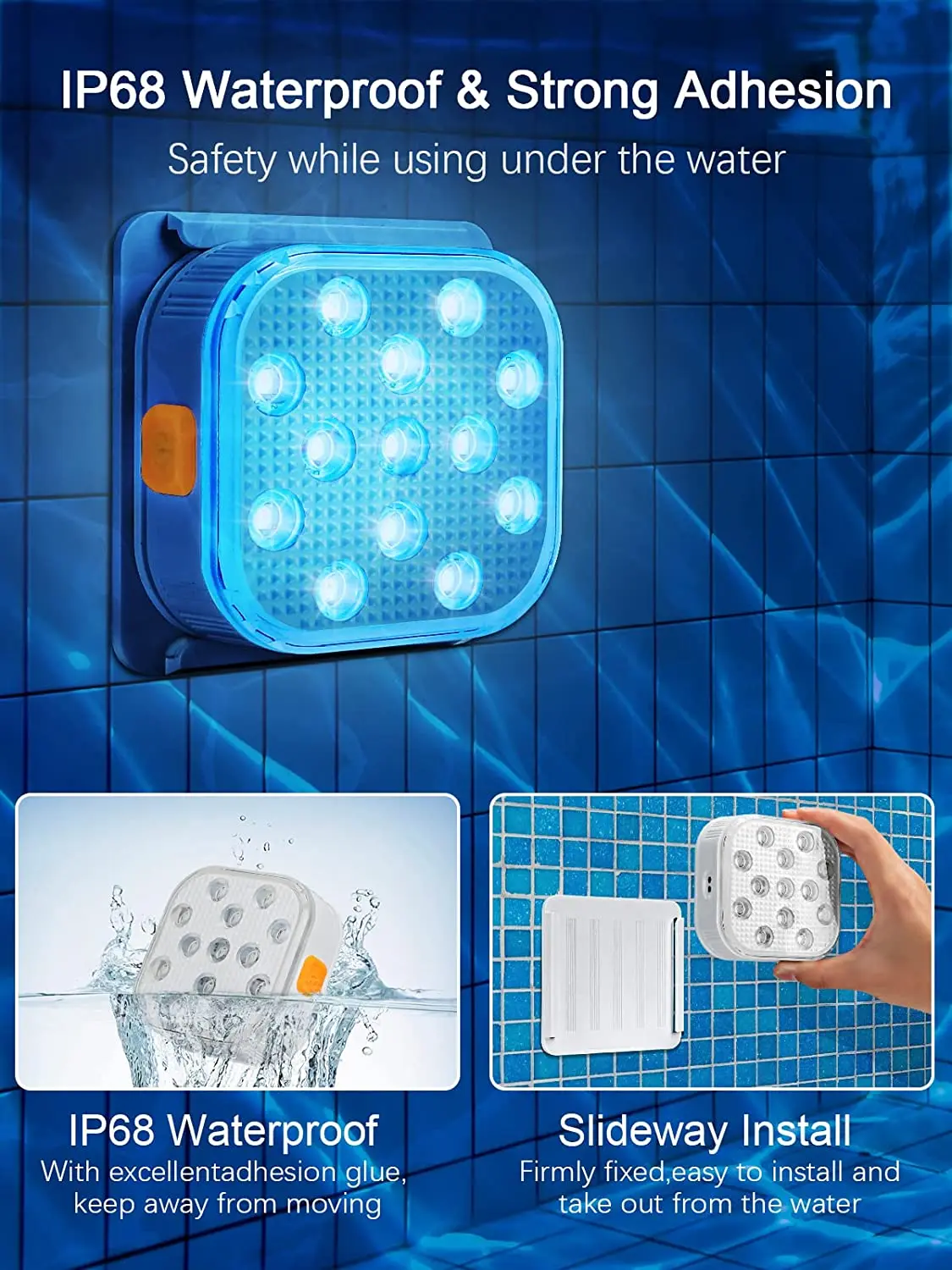Underwater Lights LED Submersible Pool Lights Rechargeable 200FT Remote Control Swimming Pool Light with Timer Color changing