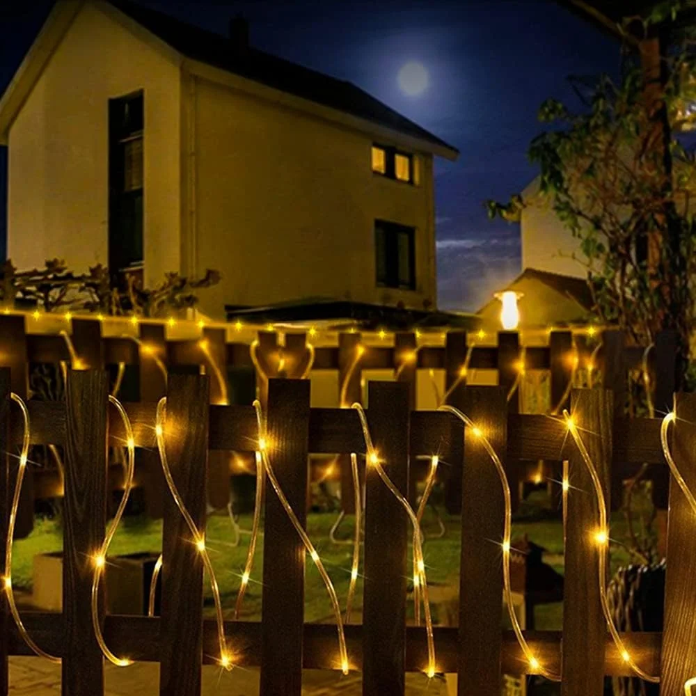 Solar Rope Lights Solar LED Light Path Deck Outdoor Garden Solar String Lights Waterproof Outdoor Lighting Strips 8 Light Modes