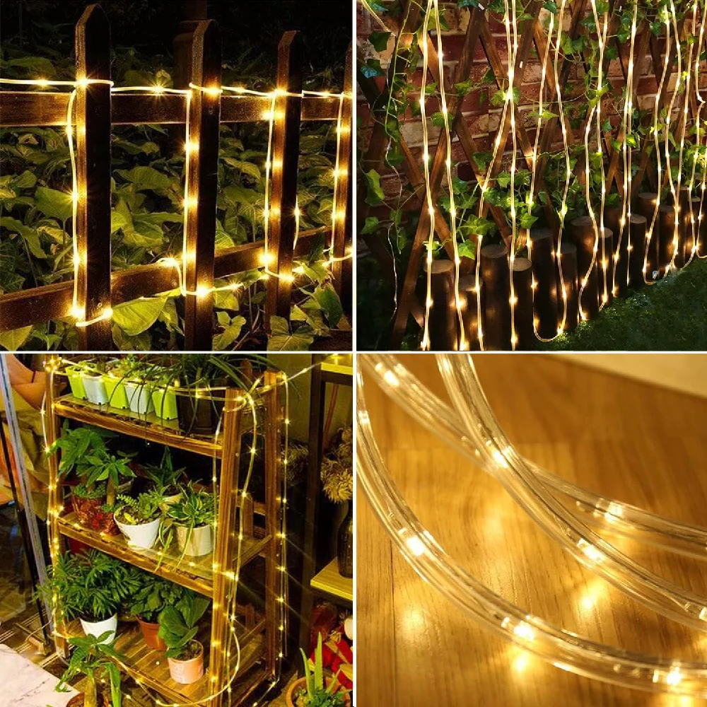 Solar Rope Lights Solar LED Light Path Deck Outdoor Garden Solar String Lights Waterproof Outdoor Lighting Strips 8 Light Modes