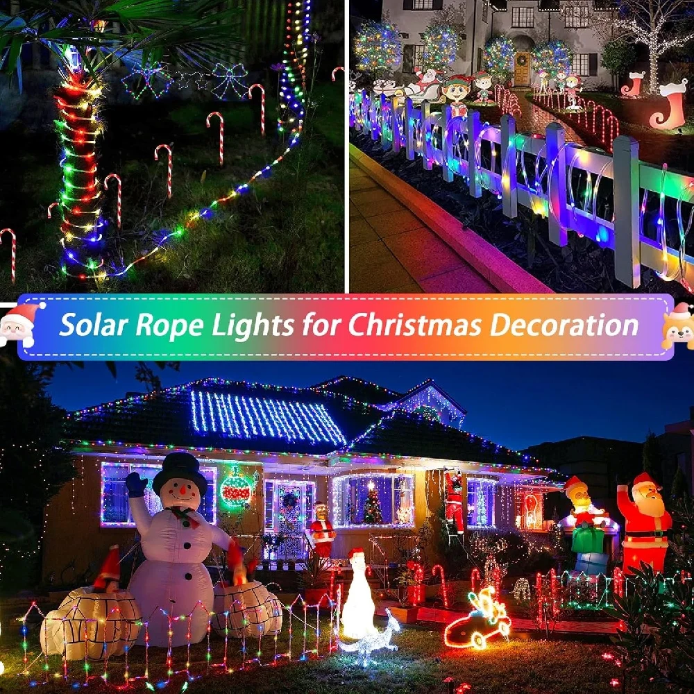 Solar Rope Lights Solar LED Light Path Deck Outdoor Garden Solar String Lights Waterproof Outdoor Lighting Strips 8 Light Modes