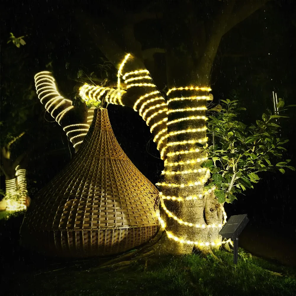 Solar Rope Lights Solar LED Light Path Deck Outdoor Garden Solar String Lights Waterproof Outdoor Lighting Strips 8 Light Modes