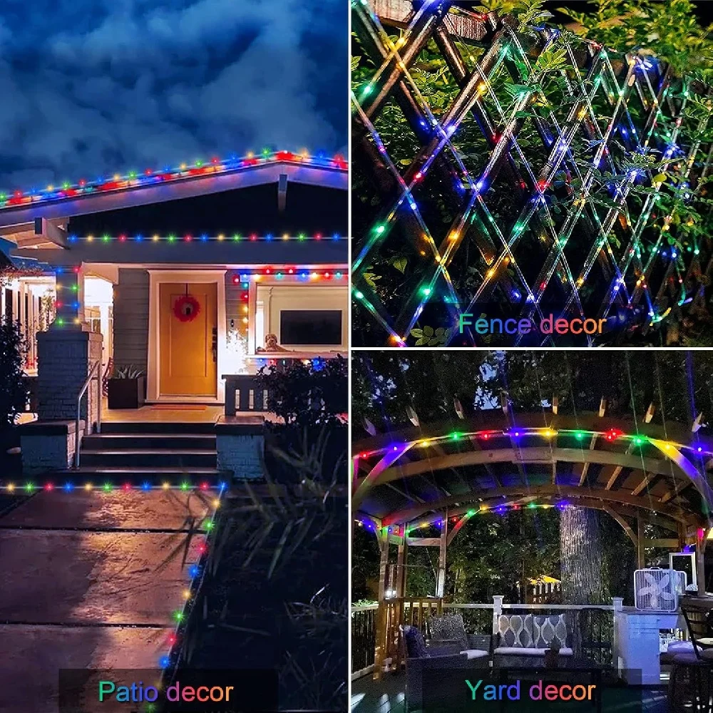 Solar Rope Lights Solar LED Light Path Deck Outdoor Garden Solar String Lights Waterproof Outdoor Lighting Strips 8 Light Modes