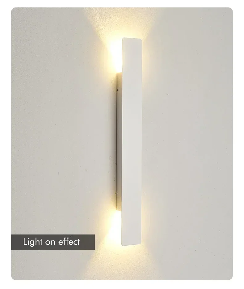 Outdoor Waterproof Wall Lamps Strip Aluminum Wall Lights 18W LED Black Wall Lamp Bedroom Exterior Outdoor Lighting Fixtures