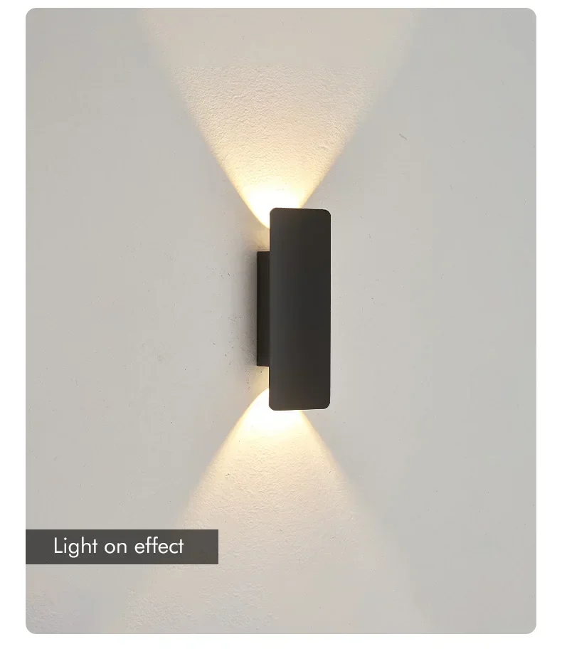 Outdoor Waterproof Wall Lamps Strip Aluminum Wall Lights 18W LED Black Wall Lamp Bedroom Exterior Outdoor Lighting Fixtures