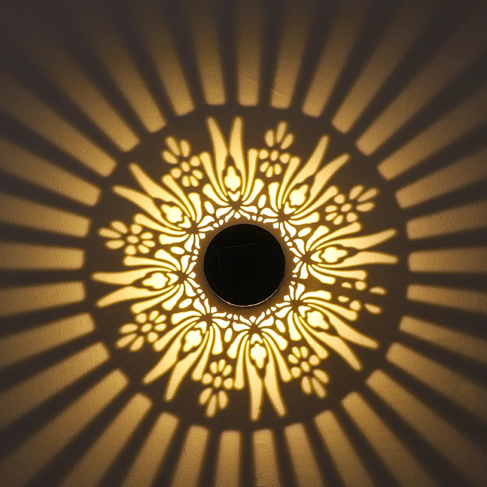 Solar Mandala Fence Wall Lights Garden Decoration Party Courtyard Decoration Solar Garden Light Garden Patio Walkway Decor