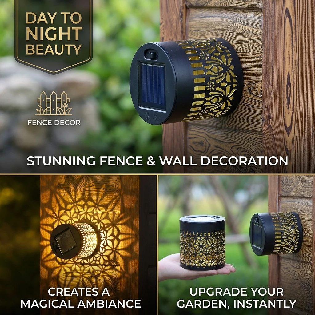Solar Mandala Fence Wall Lights Garden Decoration Party Courtyard Decoration Solar Garden Light Garden Patio Walkway Decor