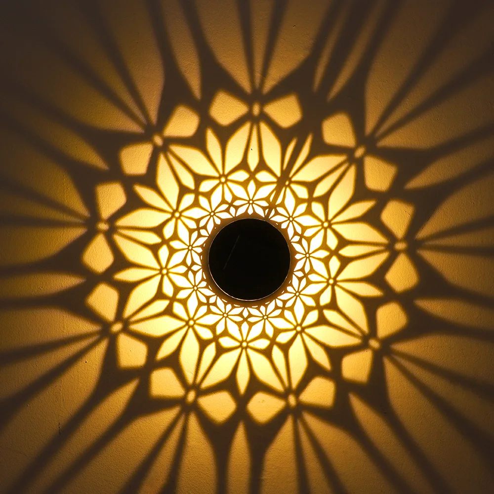 Solar Mandala Fence Wall Lights Garden Decoration Party Courtyard Decoration Solar Garden Light Garden Patio Walkway Decor