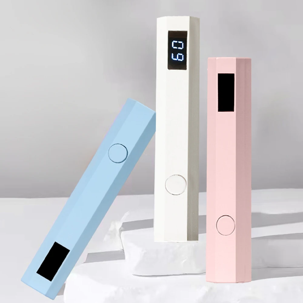 Mini Handheld UV Light for Gel Nails, Rechargeable Nail Lamp with 20s/60s Timer and LED Display for Flash Cures and Manicure Art