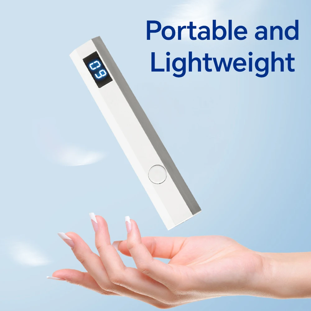 Mini Handheld UV Light for Gel Nails, Rechargeable Nail Lamp with 20s/60s Timer and LED Display for Flash Cures and Manicure Art