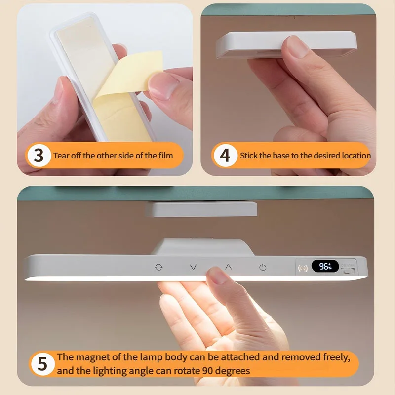 Touch Table Lamp Magnetic Desk Lamp Bulit-in Rechargeable Battery for Reading Cabinet Mirror Bedside Rechargeable Night Lights