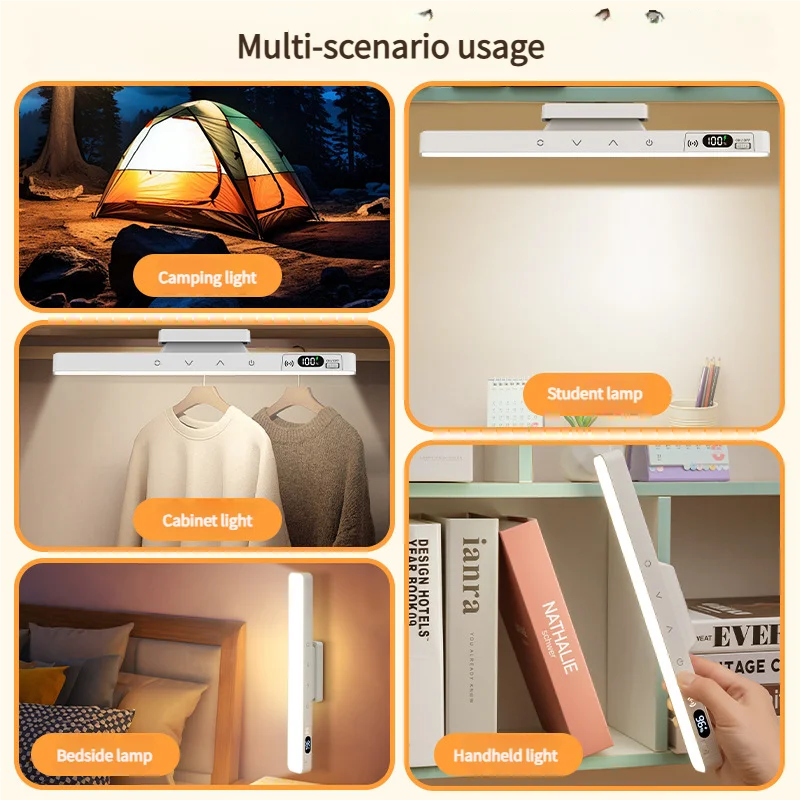 Touch Table Lamp Magnetic Desk Lamp Bulit-in Rechargeable Battery for Reading Cabinet Mirror Bedside Rechargeable Night Lights